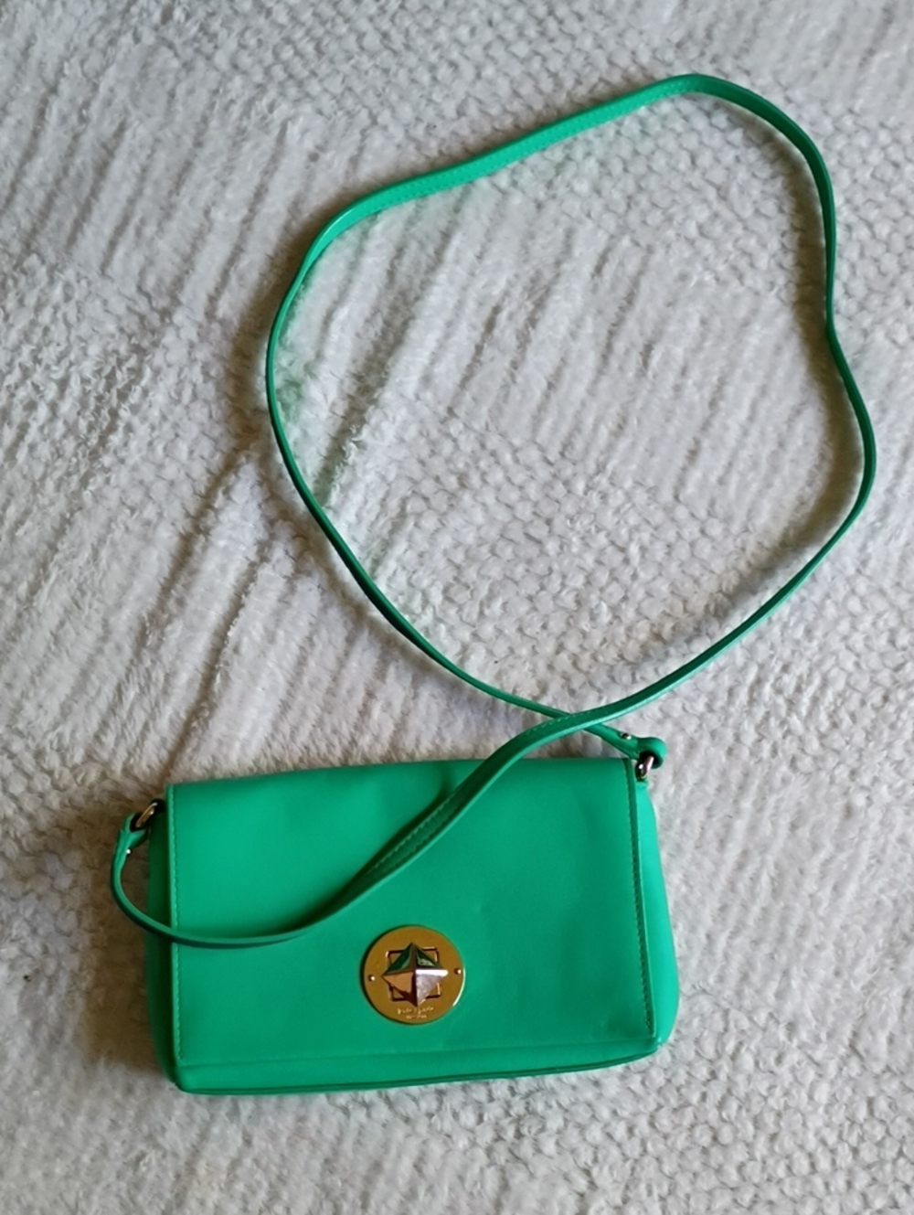 Kate Spade Green Crossbody Shoulder Bag with Gold Accent